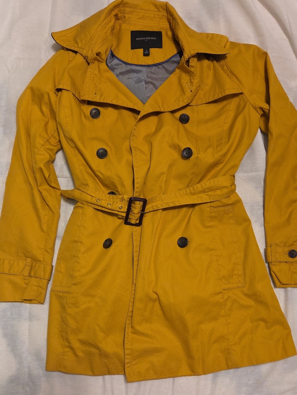 Banana Republic Women's Mustard Yellow Double-Breasted Trench Coat